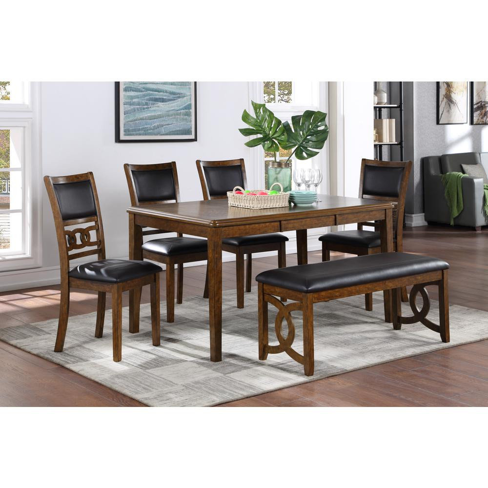 Gia 6 Pc Dining Table, 4 Chairs & Bench -Brown - Contemporary ...