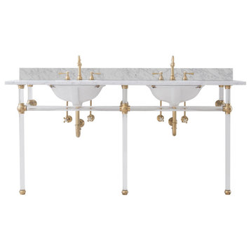 Empire 72" Wide Double Wash Stand, P-Trap, Countertop With Basin