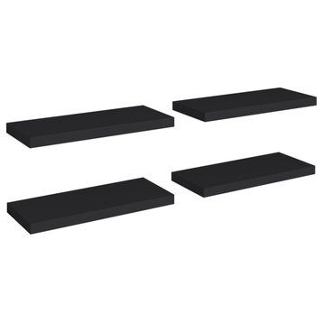 vidaXL Floating Wall Shelves 4-Piece Black 23.6"x9.3"x1.5" MDF
