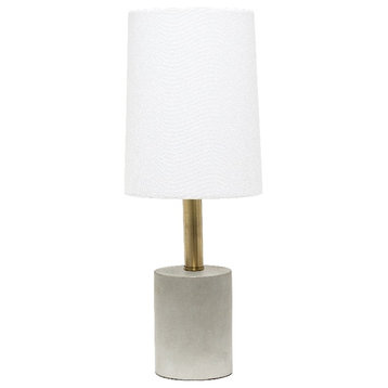 Elegant Designs Cement Table Lamp with Antique Brass Detail White