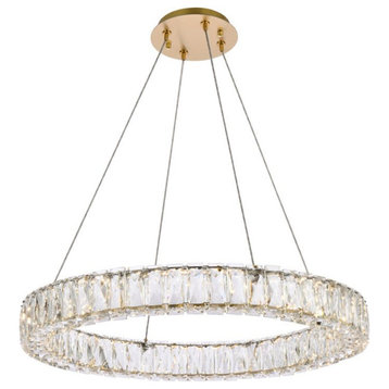 Elegant Lighting 3503D26 Monroe 26"W LED Crystal Ring Chandelier - Gold