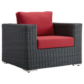 Modway Summon Patio Arm Chair in Canvas Red