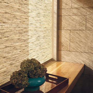 Alustra® Woven Textures® Dual Roller Shades halfway