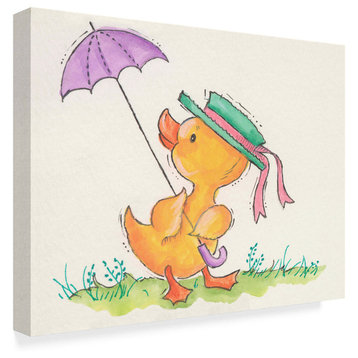 Beverly Johnston 'Chick With Umbrella' Canvas Art, 32"x24"