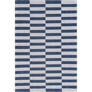 Unique Loom Taupe/Ivory Striped Decatur Area Rug, Navy Blue/Ivory, 2'2x3'0
