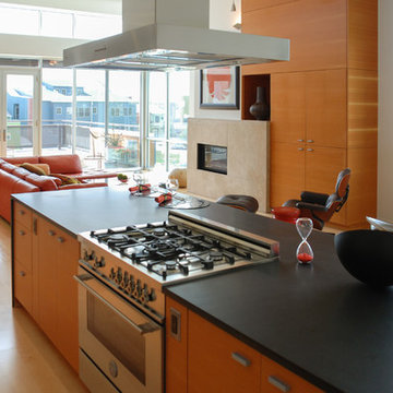 Orange Accented Contemporary Loft