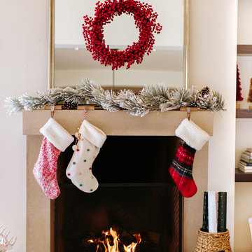 Red and Bright Christmas Mantle Collection styled by Camille Styles