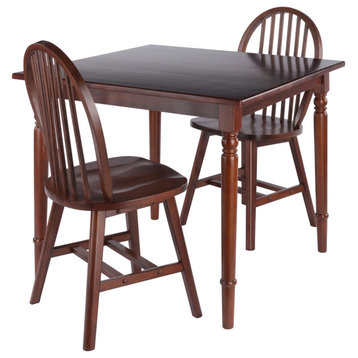 Mornay 3-Pc Dining Table with Windsor Chairs, Walnut