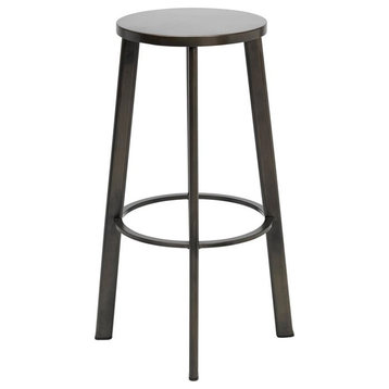Home Square 30" Transitional Stainless Steel Seat Bar Stool in Silver - Set of 3