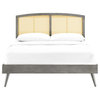 Sierra Cane And Wood Full Platform Bed With Splayed Legs Gray