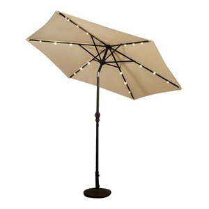 Costway 9ft Patio Solar Umbrella Led Patio Market Steel Tilt W Crank Outdoor Contemporary Outdoor Umbrellas By Goplus Corp