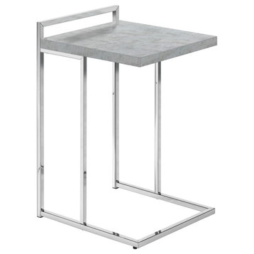 Side Table, C Table 25"H, Gray Cement-Look, Chrome Metal
