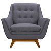 Broome Mid-Century Sofa Chair, Champagne Wood Finish and Dark Gray Fabric