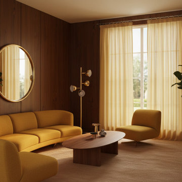 Sheer Curtains Proposal in a Mid Century Home
