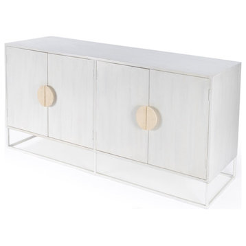 Maklaine Modern / Contemporary White Finish Wooden Sideboard