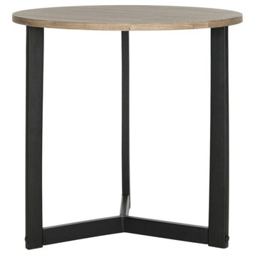 Arden Mid Century Modern Lacquer End Table, Oak/Black