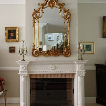 Cheminée classique en pierres de Mocca crème