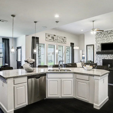 Open kitchen Plan Remodeling with Large Curved Island