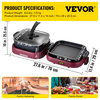VEVOR 2 in 1 Electric BBQ Pan Grill Hot Pot Foldable Hot Pot BBQ Grill 2100W