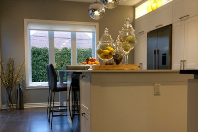 Example of a minimalist kitchen design in Montreal