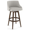 Amisco Nolan Swivel Stool, Pale Grey Beige Polyester / Brown Wood, Bar Height