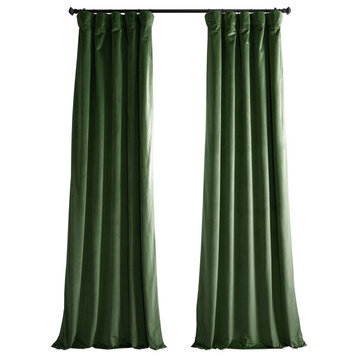 Heritage Plush Velvet Curtain Single Panel, Eden Green, 50"x108"