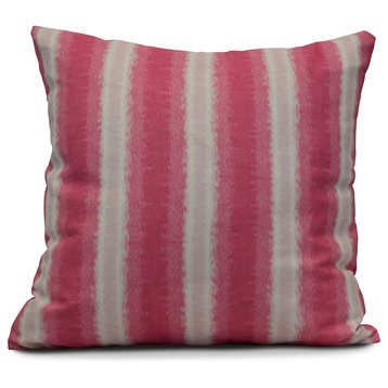 Sea Lines, Stripe Print Outdoor Pillow, Pink, 20"x20"