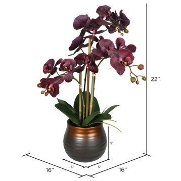 Vickerman FN190501 22" Artificial Potted Touch Purple Phalaenopsis Spray