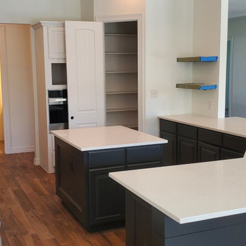 kitchen bartop was cut to make it into an island