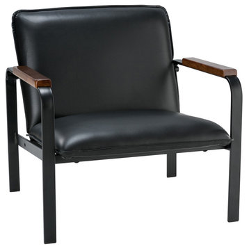 Antique Faux Leather Leisure Chair, Black