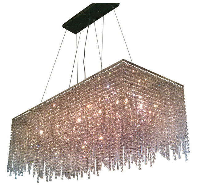 Elena 8 Light Contemporary Crystal Chandelier Rectangular Shape Elena 8 Light Contemporary Crystal Chandelier Rectangular Shape Chrome Finish