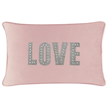Sparkles Home Love Montaigne Pillow, Blush Velvet, 14x20"