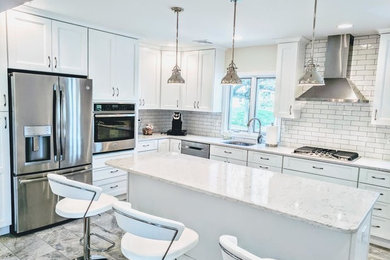 Example of a trendy kitchen design in New York