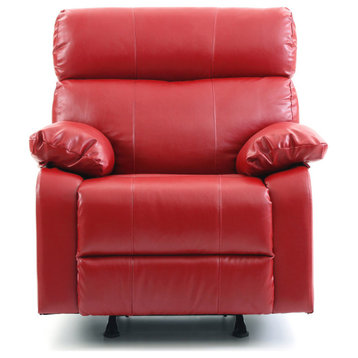 Manny Red Faux Leather Upholstery Reclining Chair