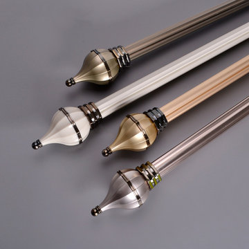 QYR26 1-1/8" QYR26 Gold Metal Curtain Rod Set With Rollers