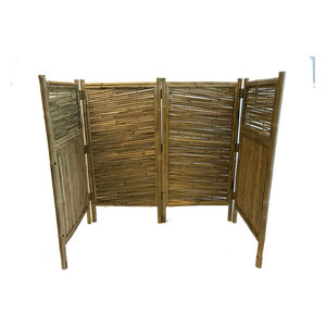 4 Panel Wicker Outdoor Screen Enclosure In Brown Contemporary 4 Panel Wicker Outdoor Screen Enclosure