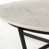 Felix Round Coffee Table, Rustic Fossil, Sandblasted White