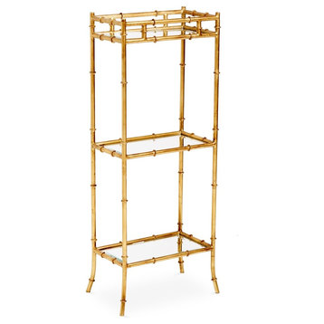 Bamboo 3-Tier Table, Antique Gold