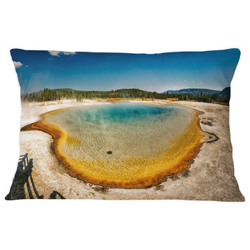 Yellowstone Heat Pool Panorama Landscape Printed Throw Pillow, 12"x20"