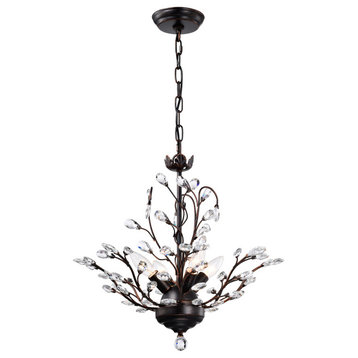 Cathy 4-light Antique Copper Crystal Leaves Chandelier
