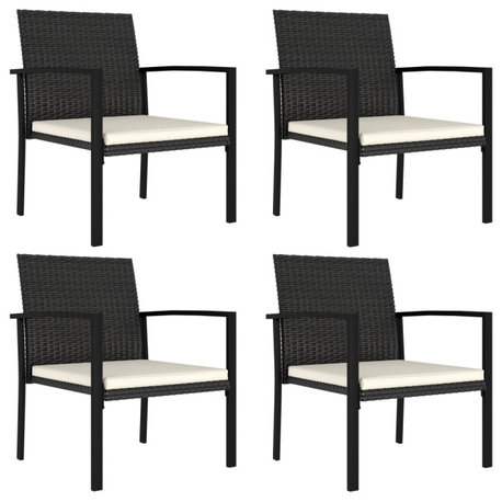 vidaXL Modern Dining Chairs 4 Pcs Patio Rattan Dining Chair Poly Rattan Black