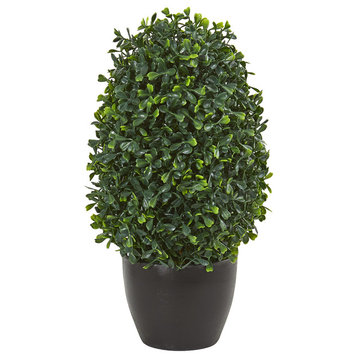 13" Boxwood Topiary Artificial Plant UV Resistant, Indoor/Outdoor