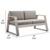 Benzara BM287774 Outdoor Sofa, Gray Aluminum, Fade Resistant Fabric Cushions