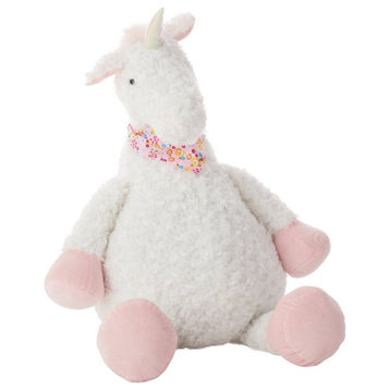 Mina Victory Unicorn Plush Animal Contemporary Polyester Pillow Toy in Ivory