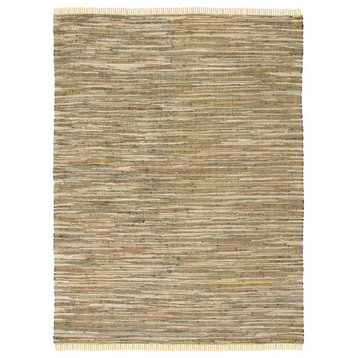 Contemporary Area Rug, Soft Striped Cotton With Tassels, Yellow-Multi/11' X 15'