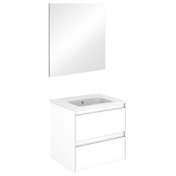 Ambra 60 Complete Vanity Unit, Gloss White, With Mirror