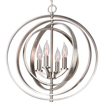 Kira Home Orbits 21" 4-Light Modern Sphere/Orb Chandelier, Brushed Nickel Finish