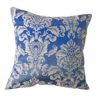 Pillow Decor - Sankara Peacock Blue Silk Throw Pillow 18x18