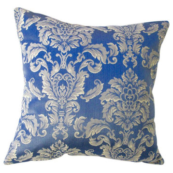 Indoor Morante In Bermuda Royal Blue European Damask 20x20 Throw Pillow