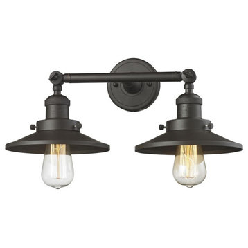 Innovations Lighting 208-OB-M5 Two Light Railroad Wall Sconce